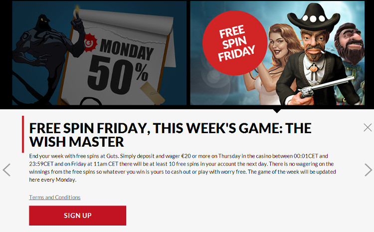 Guts.com Free Spin Friday 10 Free Spins on The Wish Master