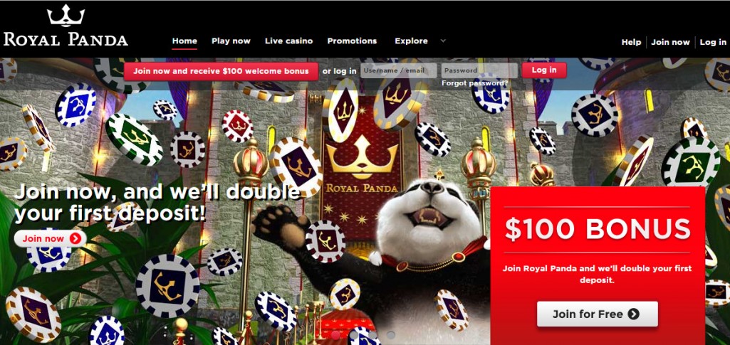 Royal Panda Casino Homepage